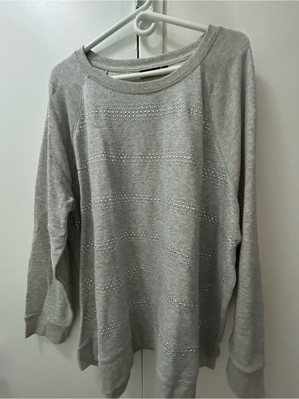 Apt9 Women’s Gray Rhinestone Sweatshirt Top